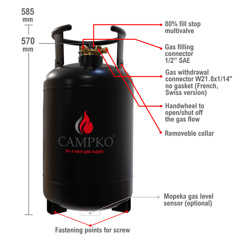 Campko Gastankflasche Stahl 30l 12kg Technisch